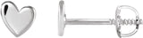 Platinum 4 mm Asymmetrical Heart Earrings