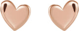 14K Rose 4 mm Asymmetrical Heart Earrings