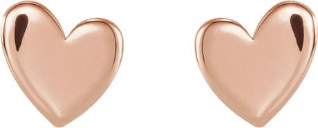 14K Rose 4 mm Asymmetrical Heart Earrings