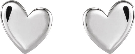 Platinum 4 mm Asymmetrical Heart Earrings
