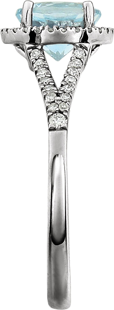 14K White Gold Natural Sky Blue Topaz & 1/6 CTW Natural Diamond Ring