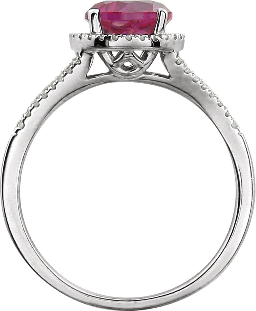 14K White Lab-Grown Ruby & 1/6 CTW Natural Diamond Ring