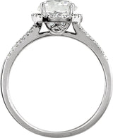 14K White Gold Lab-Grown White Sapphire & 1/6 CTW Natural Diamond Ring  
