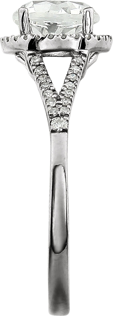 14K White Gold Lab-Grown White Sapphire & 1/6 CTW Natural Diamond Ring