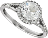 14K White Lab-Grown White Sapphire & 1/6 CTW Natural Diamond Ring