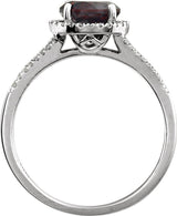 14K White Natural Mozambique Garnet & 1/6 CTW Natural Diamond Ring