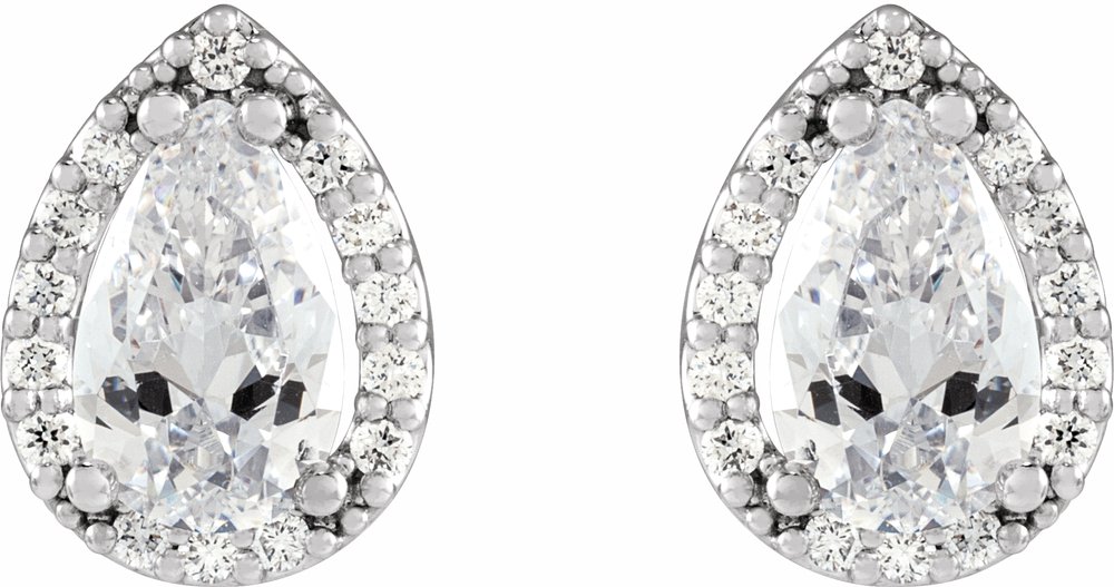 14K White 4x2.5 mm Pear 1/4 CTW Natural Diamond Halo-Style Earrings