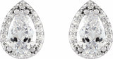 14K White 4x2.5 mm Pear 1/4 CTW Natural Diamond Halo-Style Earrings