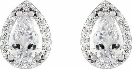 14K White 4x2.5 mm Pear 1/4 CTW Natural Diamond Halo-Style Earrings