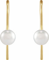 14K Yellow Cultured White Akoya Pearl Wire Earrings