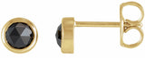 14K Yellow Gold 1/2 CTW Rose-Cut Natural Black Diamond Bezel-Set Earrings