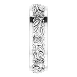 Continuum Sterling Silver 7 mm Floral Flat Band Size 11