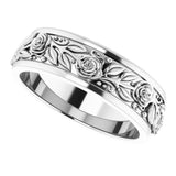 Continuum Sterling Silver 7 mm Floral Flat Band Size 11