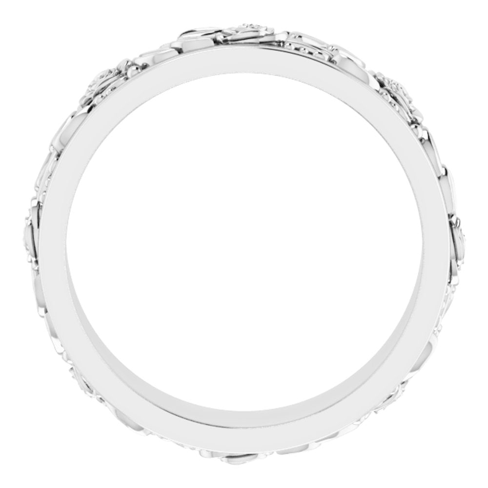 Continuum Sterling Silver 7 mm Floral Flat Band Size 11