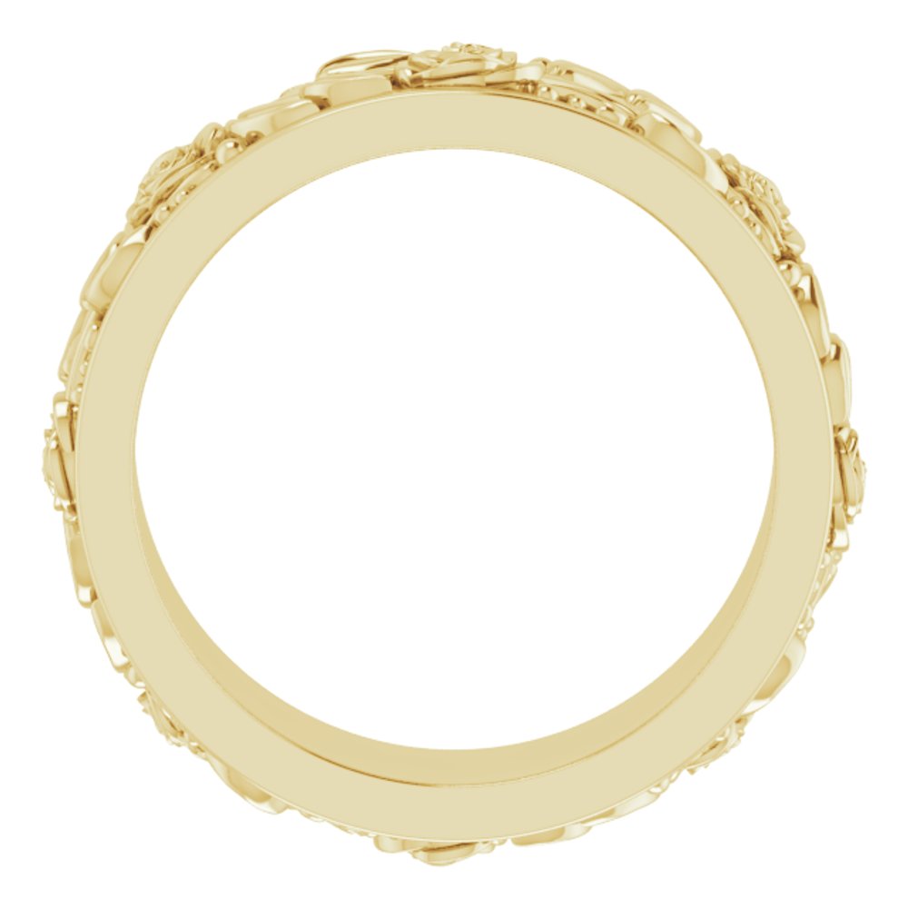 14K Yellow Gold 7 mm Floral Flat Band