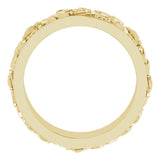 14K Yellow Gold 7 mm Floral Flat Band