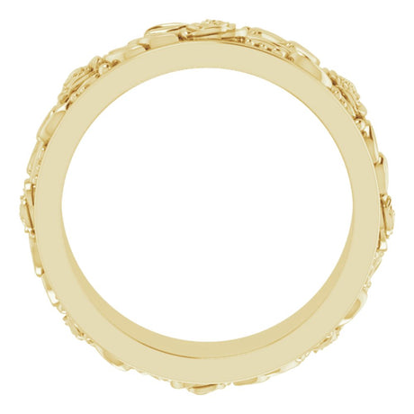 14K Yellow Gold 7 mm Floral Flat Band Size 7