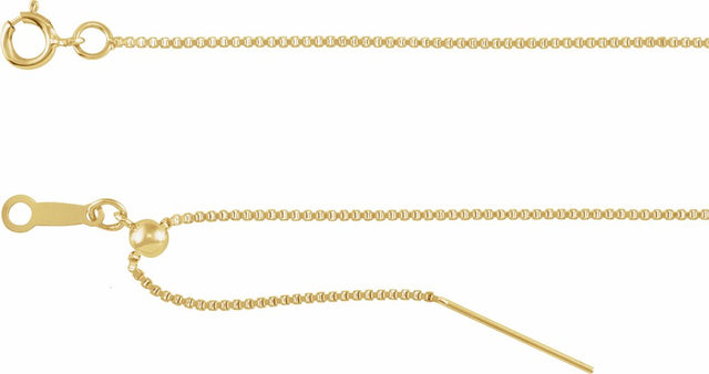 14K Yellow Gold-Filled .85 mm Adjustable Threader Box 16-22" Chain