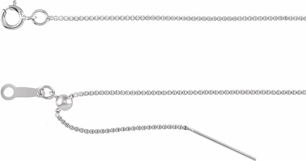 14K White 1 mm Adjustable Threader Box 16-22" Chain
