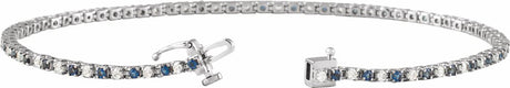 14K White Gold Natural Blue Sapphire & 5/8 CTW Natural Diamond Line 7 1/4" Bracelet