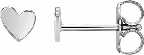Platinum 4 mm Asymmetrical Heart Earrings