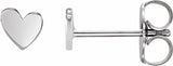 14K White 4 mm Asymmetrical Heart Earrings