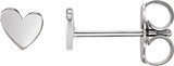 14K White Gold 4 mm Asymmetrical Heart Earrings