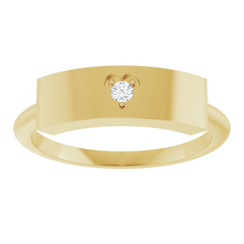 14K Yellow Gold .03 CT Natural Diamond Engravable Heart Ring 