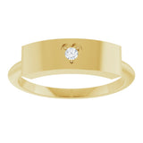 14K Yellow Gold .03 CT Natural Diamond Engravable Heart Ring 