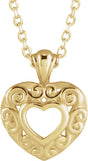 14K Yellow 12.9x10.1 mm Pierced Heart 16-18" Necklace