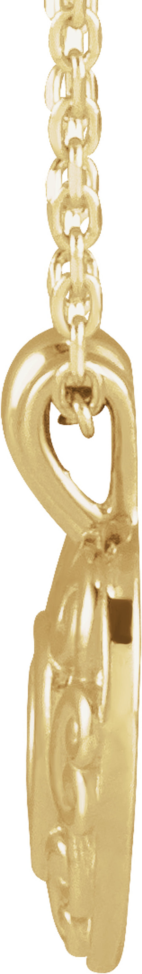 14K Yellow Gold 12.9x10.1 mm Pierced Heart 14" Necklace