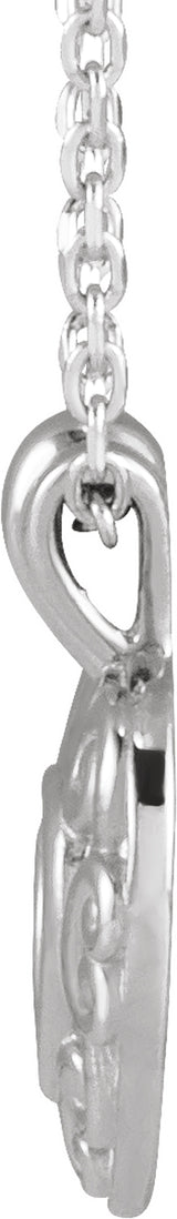 14K White Gold 12.9x10.1 mm Pierced Heart 14" Necklace