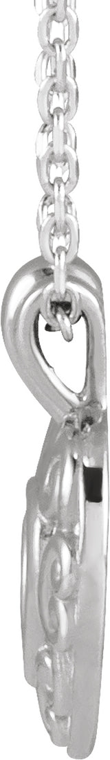 14K White 12.9x10.1 mm Pierced Heart 14" Necklace