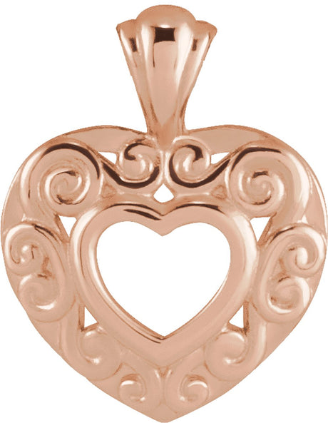 14K Rose 12.9x10.1 mm Heart Pendant