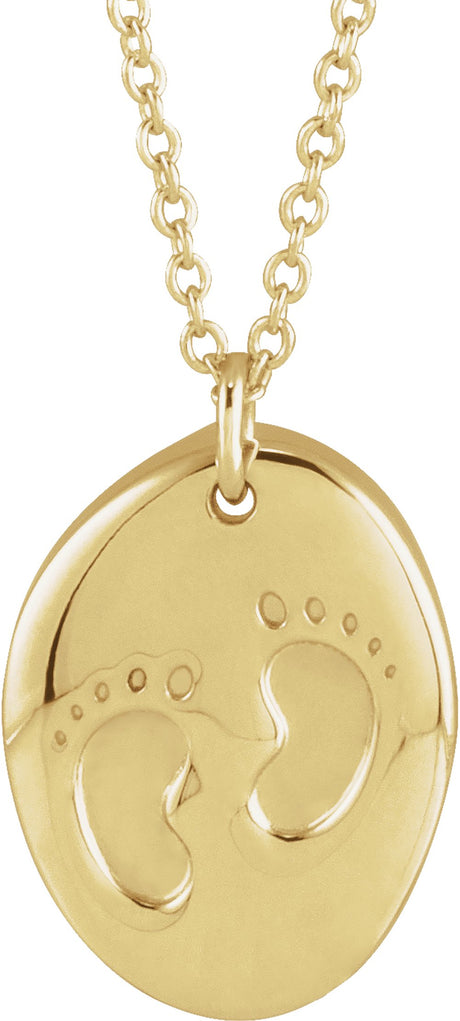 14K Yellow Engravable Tiny Footprint 18" Necklace