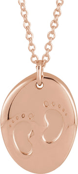 14K Rose Engravable Tiny Footprint 18" Necklace