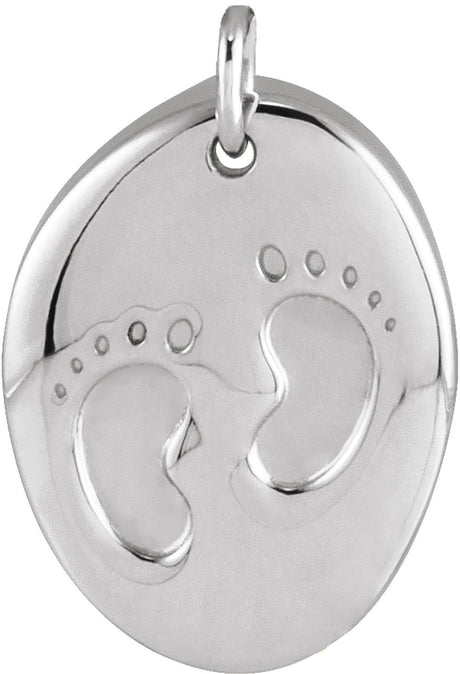 Sterling Silver Engravable Tiny Footprint Pendant