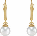 14K Yellow Gold Cultured White Freshwater Pearl Earrings