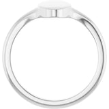 14K White 13x7 mm Oval Brushed Top Signet Ring