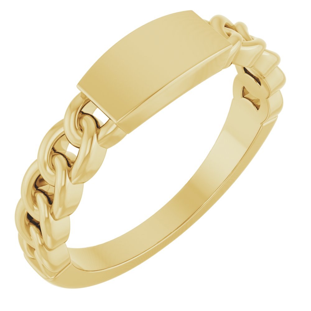 14K Yellow Engravable Chain Link Ring 