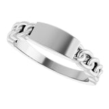 14K White Engravable Chain Link Ring