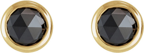 14K Yellow Gold 1/2 CTW Rose-Cut Natural Black Diamond Bezel-Set Earrings