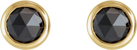 14K Yellow 1/2 CTW Rose-Cut Natural Black Diamond Bezel-Set Earrings