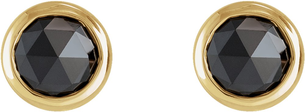 14K Yellow 1/2 CTW Rose-Cut Natural Black Diamond Bezel-Set Earrings