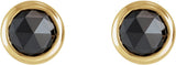 14K Yellow 1/2 CTW Rose-Cut Natural Black Diamond Bezel-Set Earrings