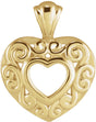 14K Yellow Gold 12.9x10.1 mm Heart Pendant
