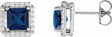 14K White Gold 5x5 mm Lab-Grown Blue Sapphire 1/6 CTW Natural Diamond Halo-Style Earrings