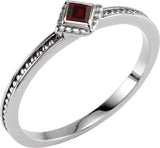 Sterling Silver Natural Mozambique Garnet Family Stackable Ring