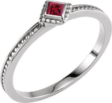 Sterling Silver Lab-Grown Ruby Family Stackable Ring