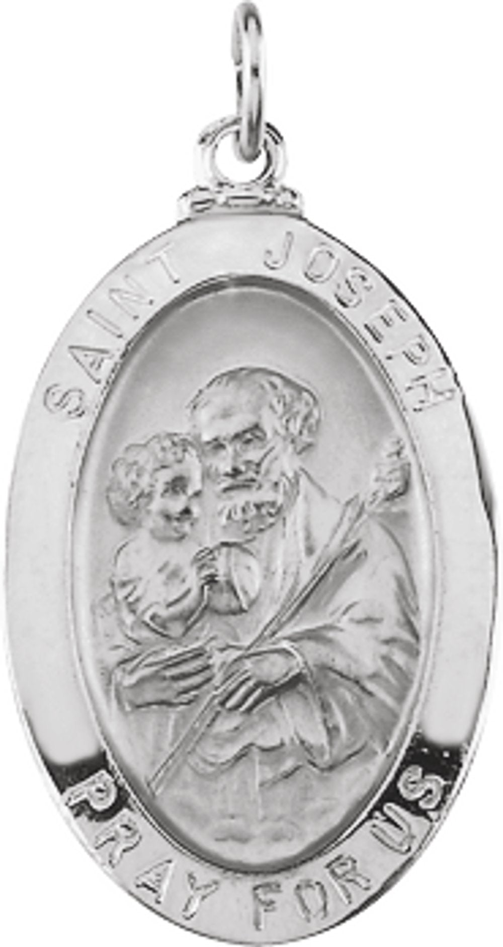 Sterling Silver 23.5x16 mm St. Joseph Medal